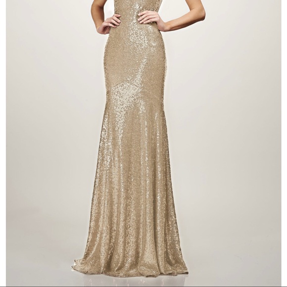 Theia Jessica Bridesmaid Dress (MATTE  GOLD) NEW - Picture 3 of 3